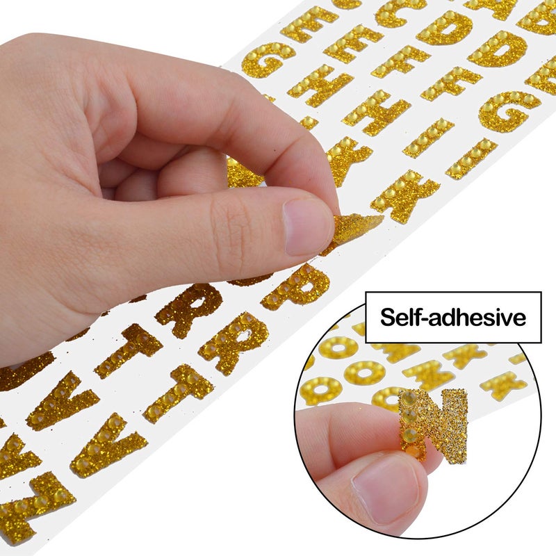 Aylifu Self Adhesive Glitter Alphabet Stickers, 8 Sheets Glitter Crystal Rhinestones Alphabet Letter Stickers A to Z Letter for Grad Cap and Handicraft Art - 8 Colors - Image 4